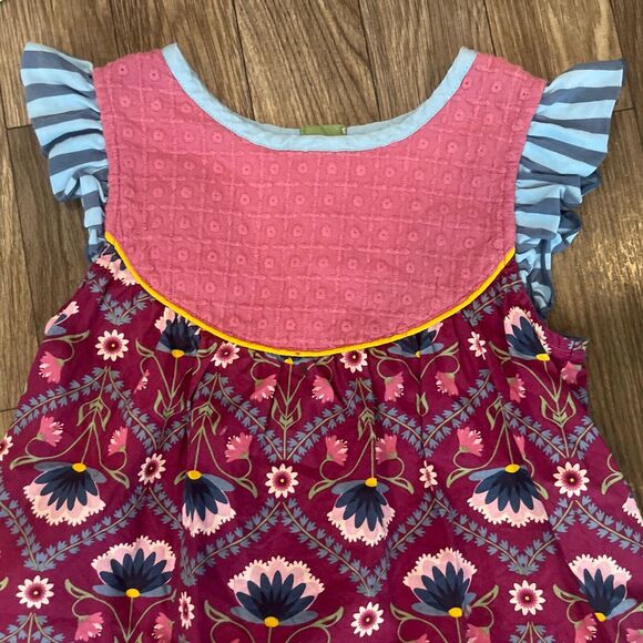 MATILDA JANE SLEEVELESS SHIRT SIZE 4 Purple Green Girls dress patchwork - Picture 6 of 9